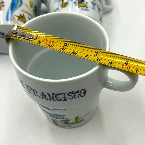 7pc World Market Stackable Mugs New York Rome Tokyo Paris Shanghai San Francisco - Picture 15 of 16